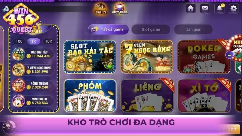 Kho trò chơi đa dạng